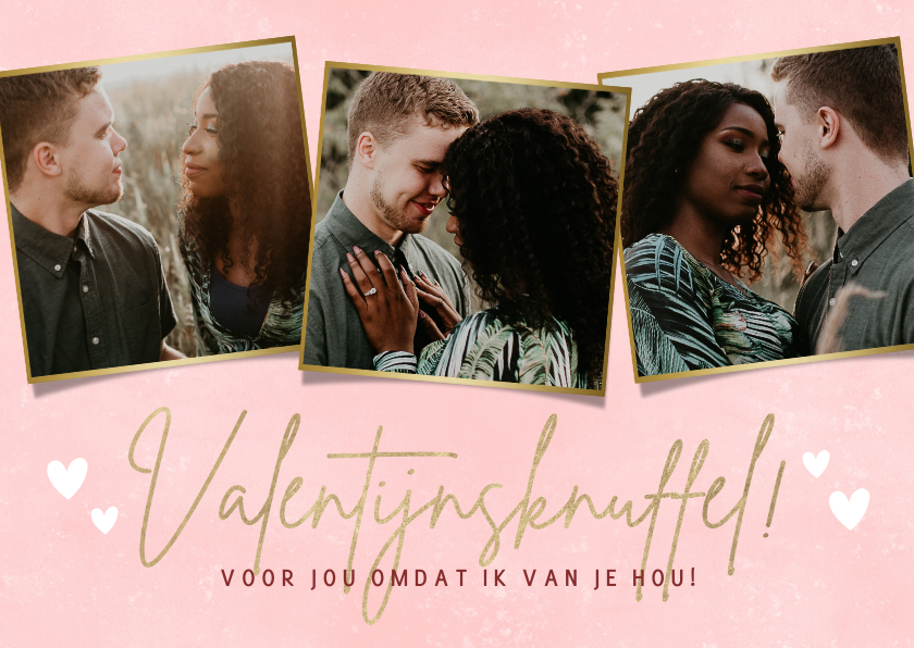 Valentijnskaarten - Lieve Valentijnskaart met foto's Valentijnsknuffel & hartjes