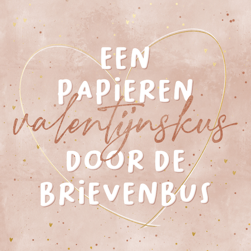 Valentijnskaarten - Papieren valentijnskus door de brievenbus typografisch