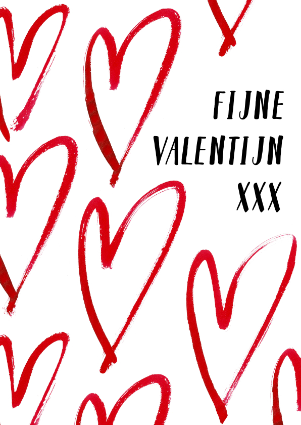 Romantische valentijnskaart met grote harten - Valentijnskaarten Valentijnskaarten - Romantische valentijnskaart met grote harten