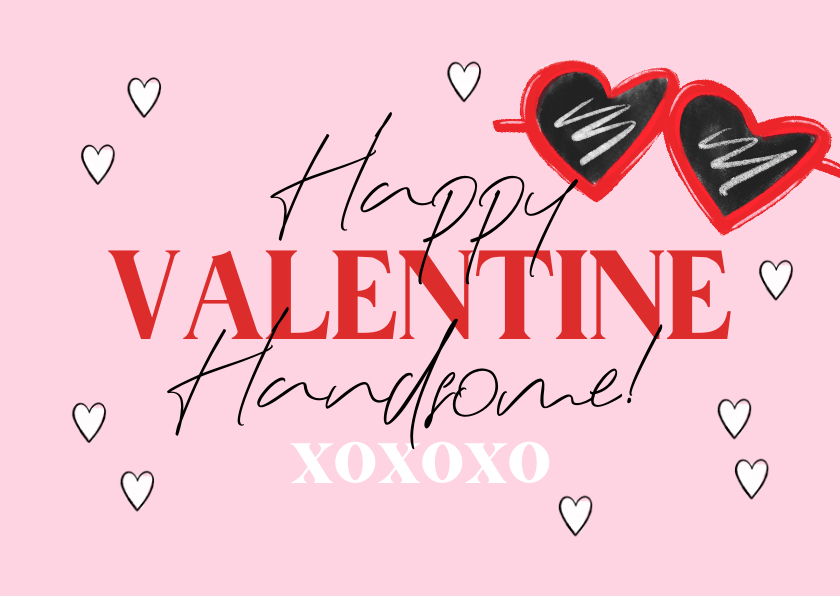 Valentijnskaarten - Trendy valentijnskaart illustratie zonnebril hartjes