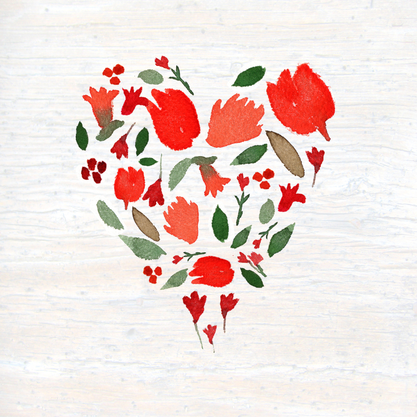 Valentijn, geschilderd hartje - Valentijnskaarten Valentijnskaarten - Valentijn, geschilderd hartje