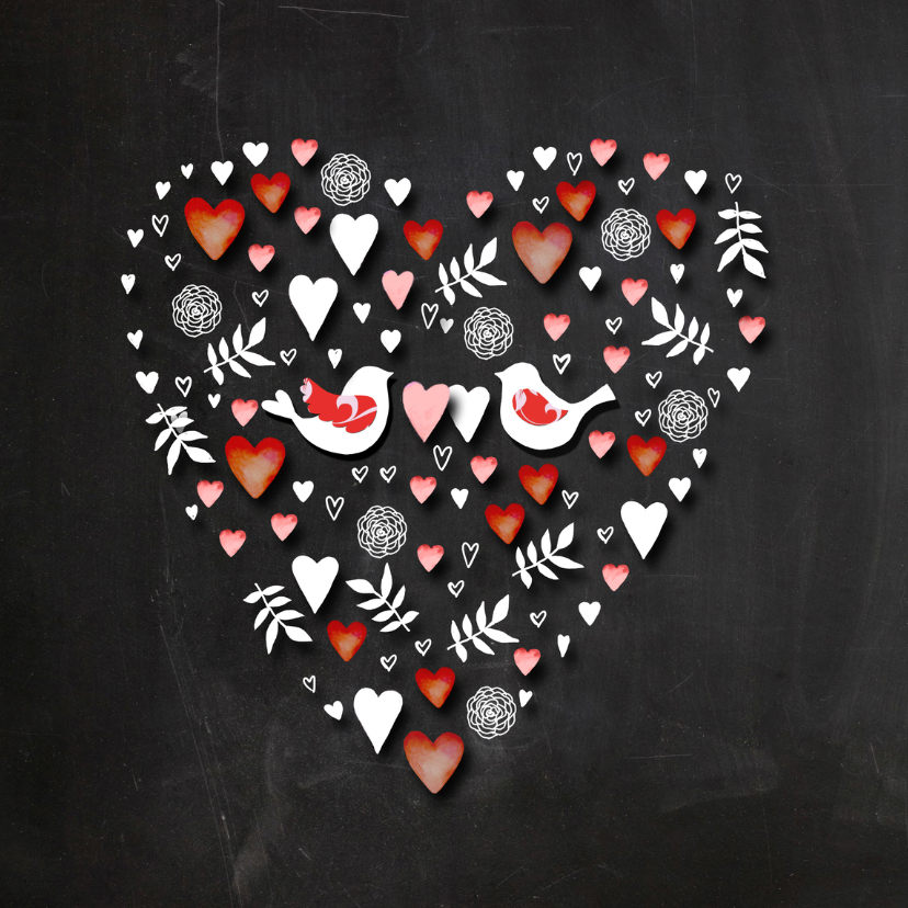 Valentijn hart schoolbord - Valentijnskaarten Valentijnskaarten - Valentijn hart schoolbord