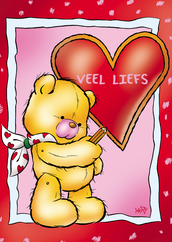 Valentijn lief beertje met ballonnen - Valentijnskaarten Valentijnskaarten - Valentijn lief beertje met ballonnen