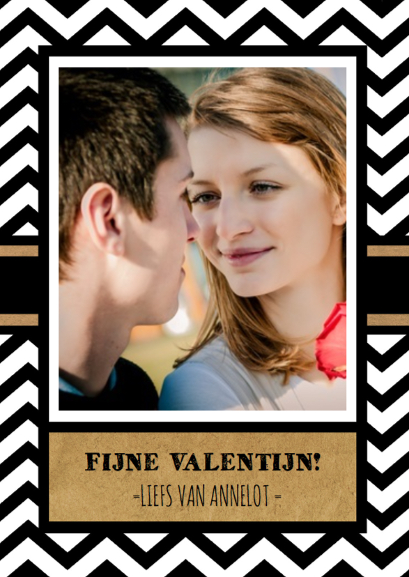 Valentijn zwart wit zigzag foto - Valentijnskaarten Valentijnskaarten - Valentijn zwart wit zigzag foto