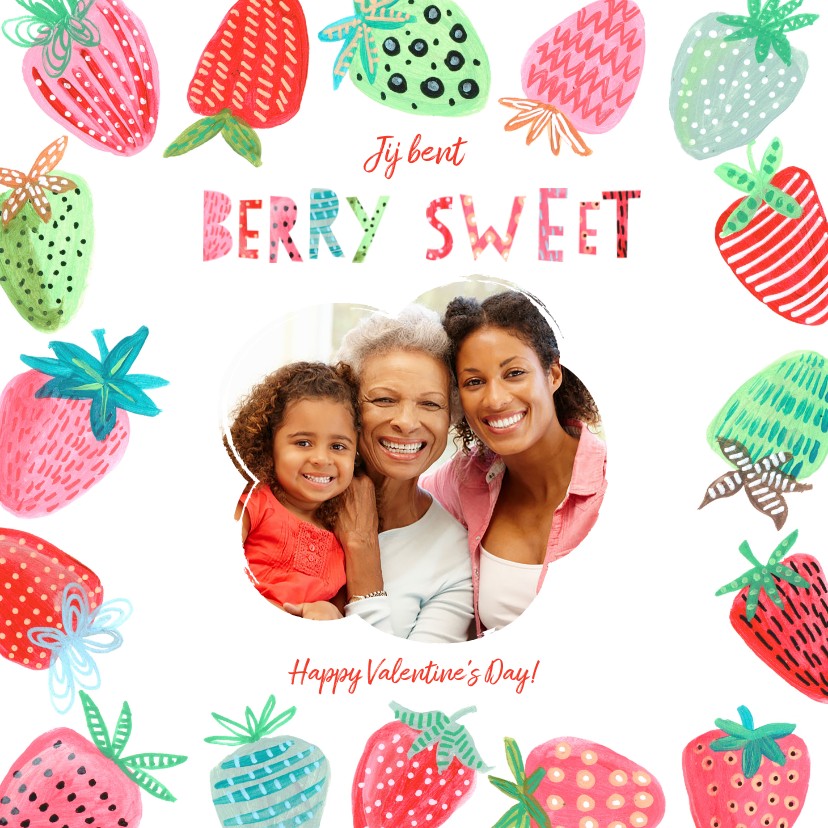 Valentijnskaarten - Valentijnskaart aardbeien berry sweet