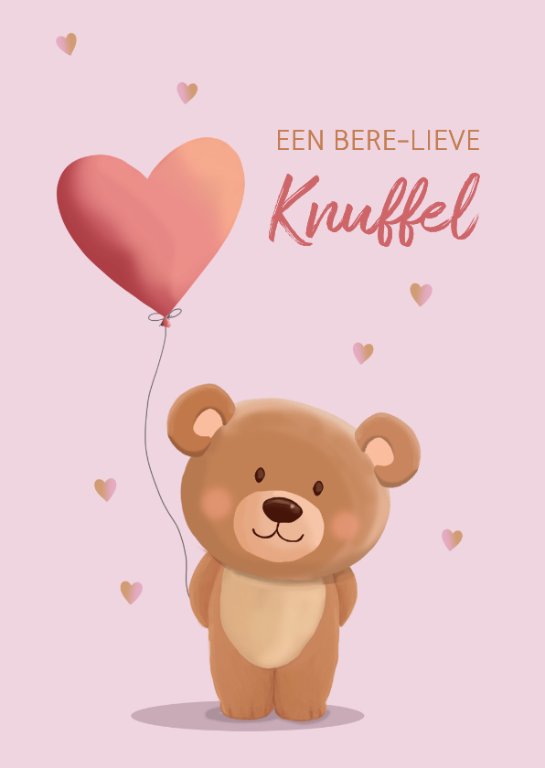 Valentijnskaarten - Valentijnskaart beertje met hartje