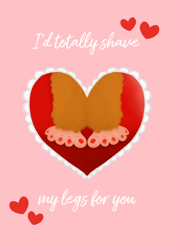 Valentijnskaarten - Valentijnskaart Bigfoot harige benen en hartjes 