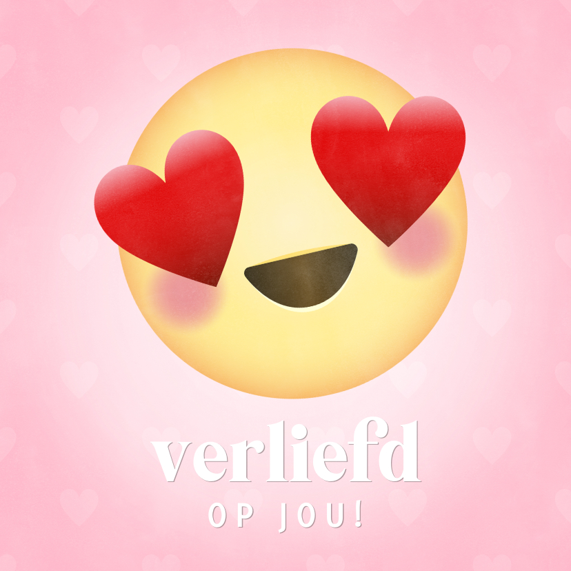 Valentijnskaarten - Valentijnskaart emoji hartjesogen 'verliefd op jou!'