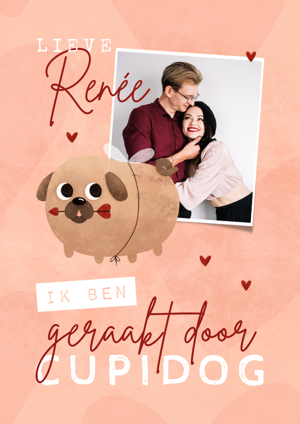 Valentijnskaarten - Valentijnskaart geraakt door cupidog met foto