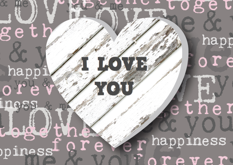 Valentijnskaart hart houtprint - Valentijnskaarten Valentijnskaarten - Valentijnskaart hart houtprint