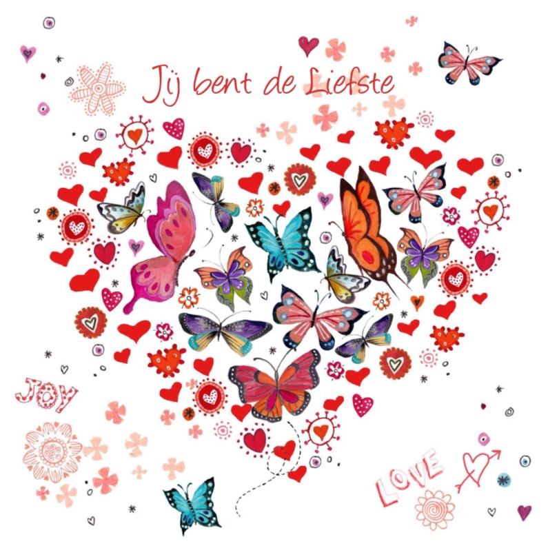 Valentijnskaart Hart Vlinders - Valentijnskaarten Valentijnskaarten - Valentijnskaart Hart Vlinders