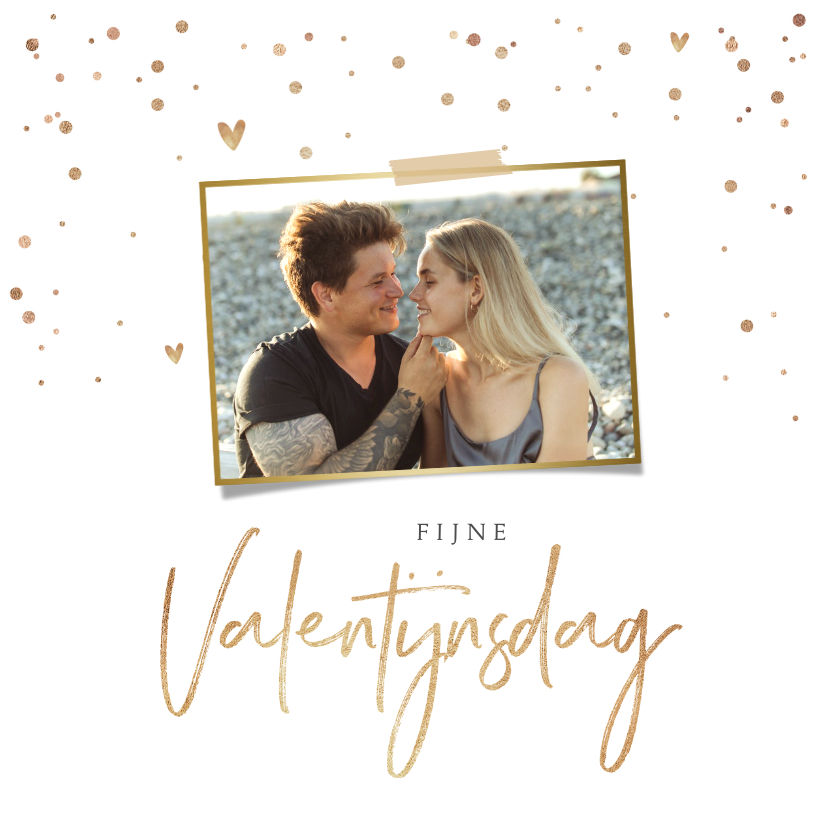 Valentijnskaarten - Valentijnskaart hartjes goud foto stijlvol klassiek