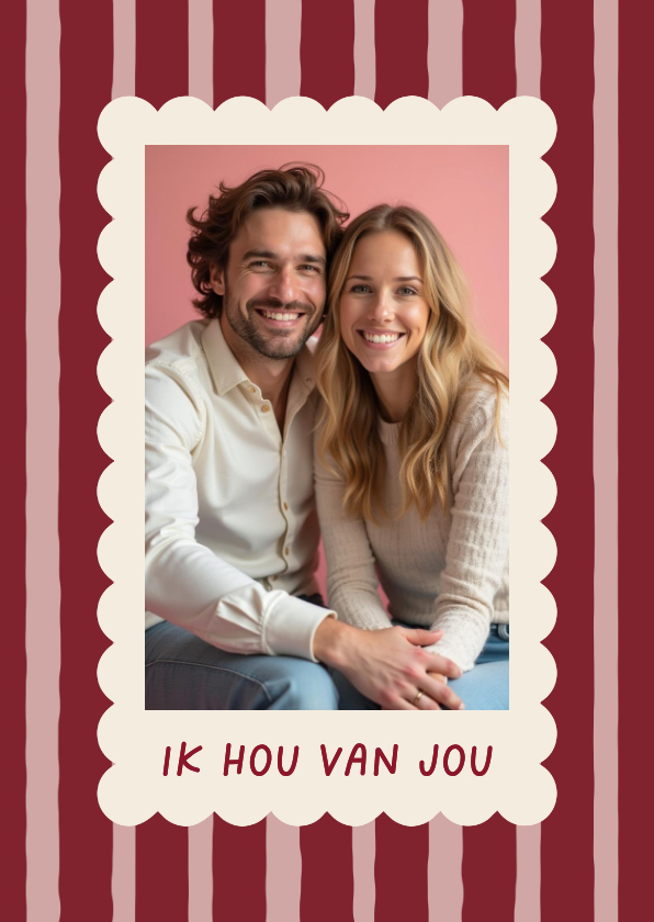 Valentijnskaarten - Valentijnskaart hip gestreept met foto ik hou van jou