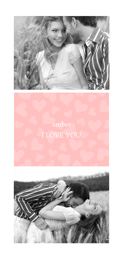 Valentijnskaart I love you met foto's en hartjes - Valentijnskaarten Valentijnskaarten - Valentijnskaart I love you met foto's en hartjes