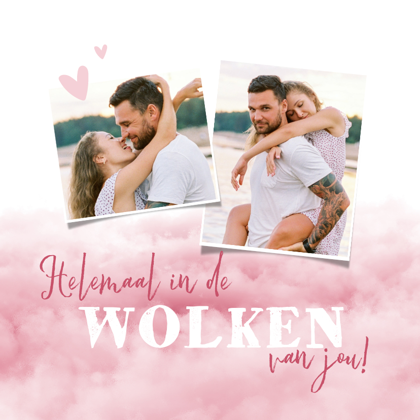 Valentijnskaarten - Valentijnskaart in de wolken roze hartjes foto