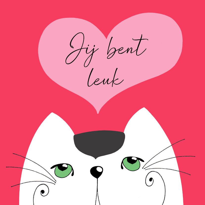Valentijnskaart - Kat jij bent leuk - Valentijnskaarten Valentijnskaarten - Valentijnskaart - Kat jij bent leuk
