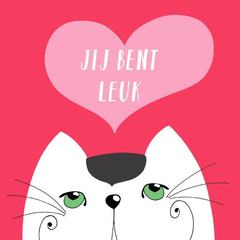 Valentijnskaart - Kat - jij bent leuk - SK - Valentijnskaarten Valentijnskaarten - Valentijnskaart - Kat - jij bent leuk - SK