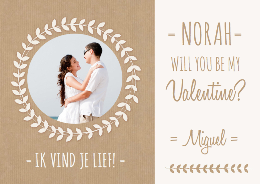 Valentijnskaart Kraft Naam Foto - Valentijnskaarten Valentijnskaarten - Valentijnskaart Kraft Naam Foto