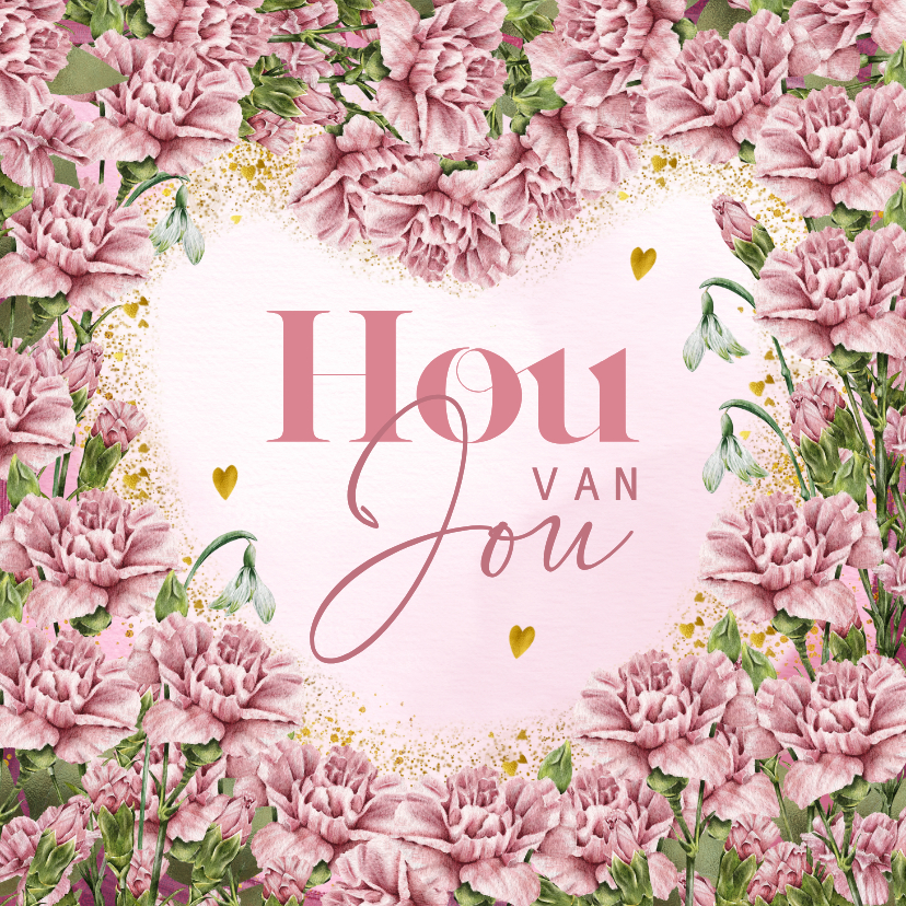 Valentijnskaarten - Valentijnskaart met bloemen in hartvorm