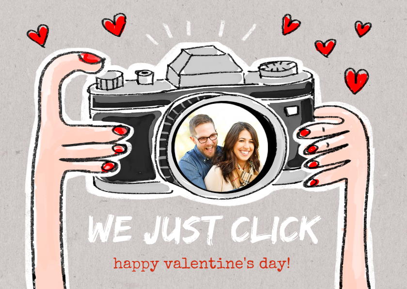Valentijnskaarten - Valentijnskaart met camera we just click