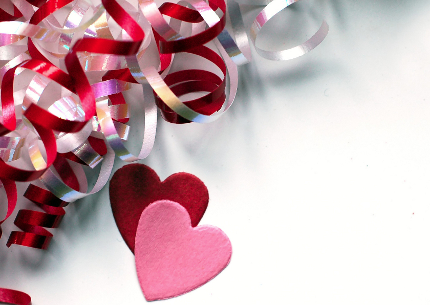 Valentijnskaart met decoratielint - Valentijnskaarten Valentijnskaarten - Valentijnskaart met decoratielint