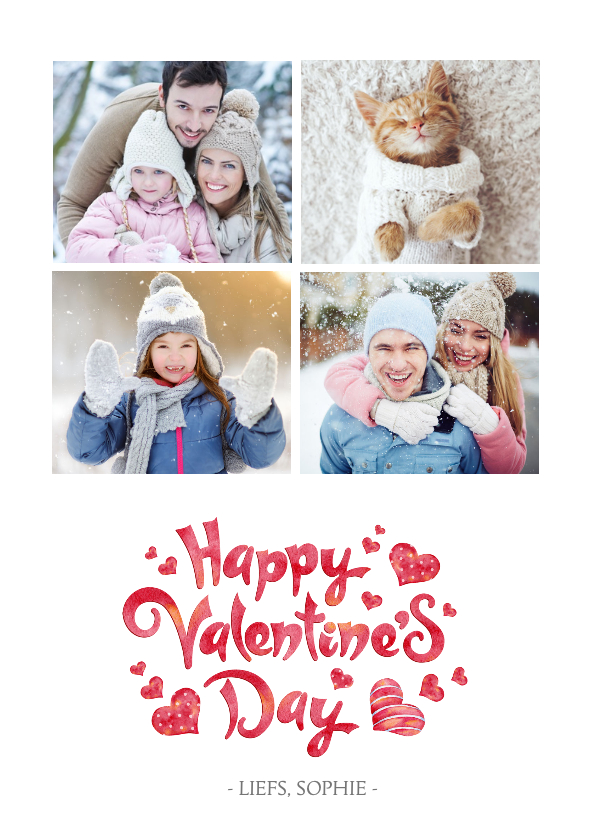 Valentijnskaarten - Valentijnskaart met een fotocollage van 4 foto's