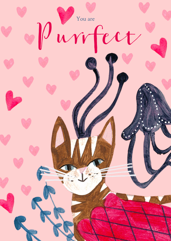Valentijnskaart met een Purrfect Poes - Valentijnskaarten Valentijnskaarten - Valentijnskaart met een Purrfect Poes