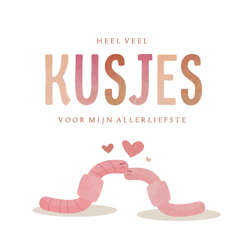 Valentijnskaarten - Valentijnskaart met kussende wormpjes