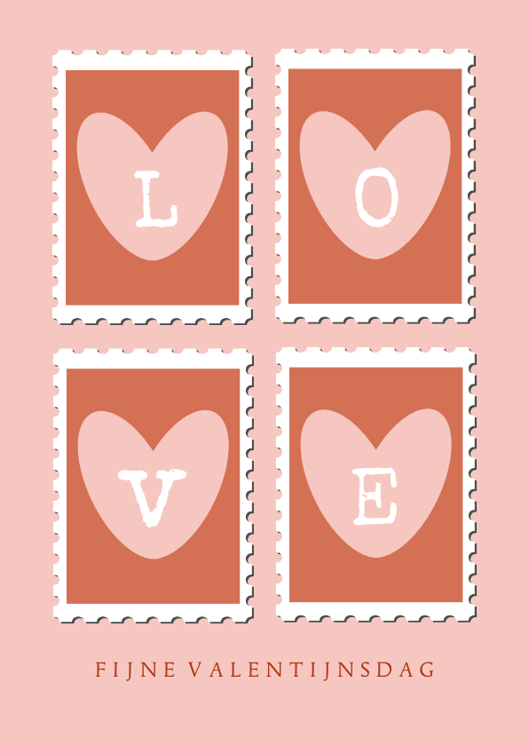 Valentijnskaarten - Valentijnskaart met postzegels Love