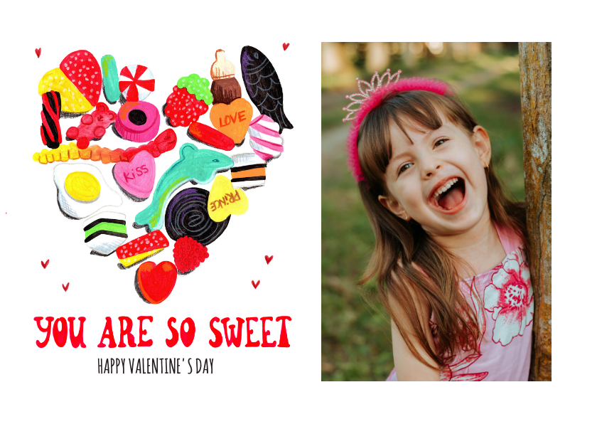Valentijnskaarten - Valentijnskaart met snoepjes en een foto