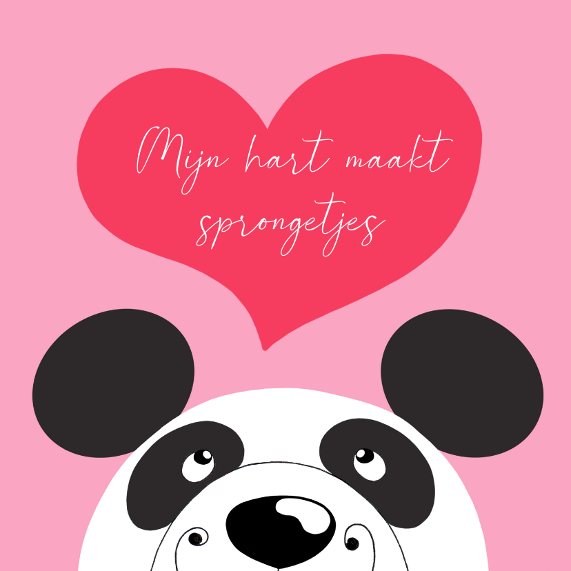 Valentijnskaarten - Valentijnskaart - panda - sprongetjes van geluk