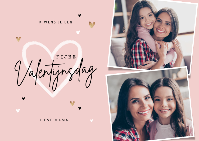 Valentijnskaarten - Valentijnskaart persoonlijk foto's hartjes mama oma