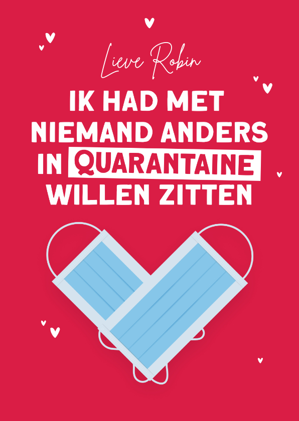 Valentijnskaart quarantaine corona hartjes mondkapjes - Valentijnskaarten Valentijnskaarten - Valentijnskaart quarantaine corona hartjes mondkapjes