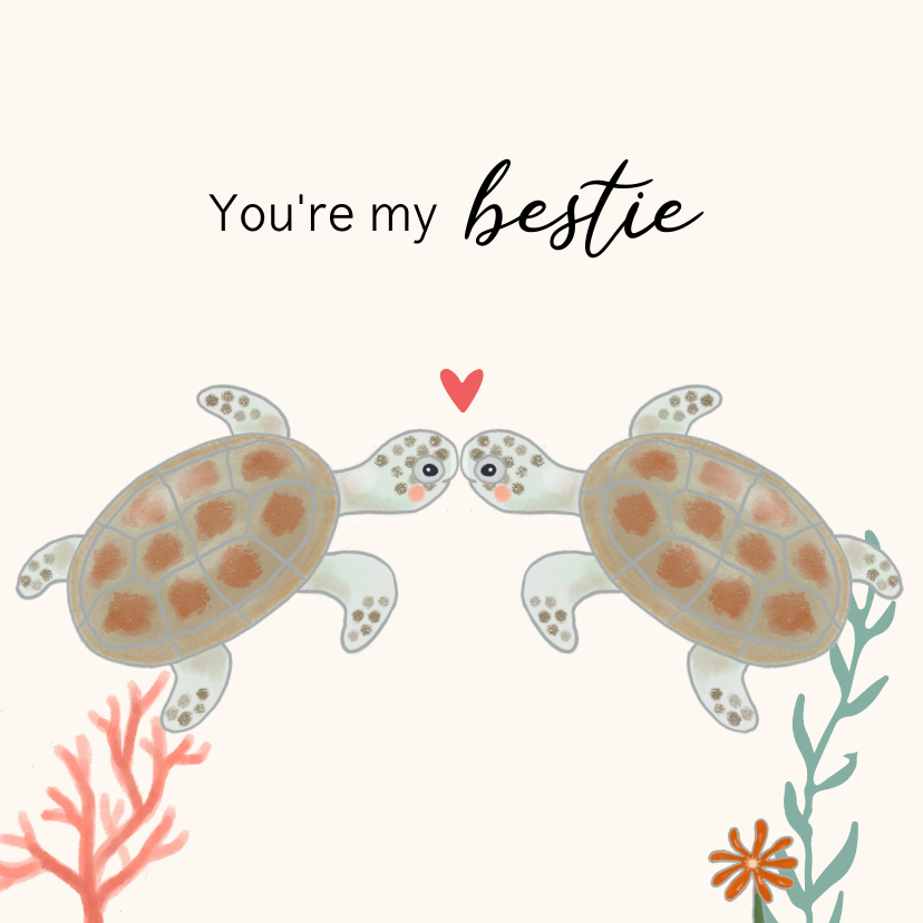 Valentijnskaarten - Valentijnskaart - Schildpadjes met hartje