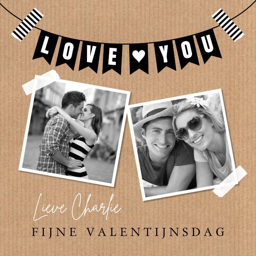 Valentijnskaarten - Valentijnskaart slinger "love you" foto kraftlook