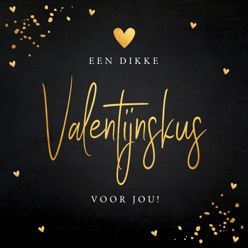 Valentijnskaart typografie zwart goudlook confetti - Valentijnskaarten Valentijnskaarten - Valentijnskaart typografie zwart goudlook confetti