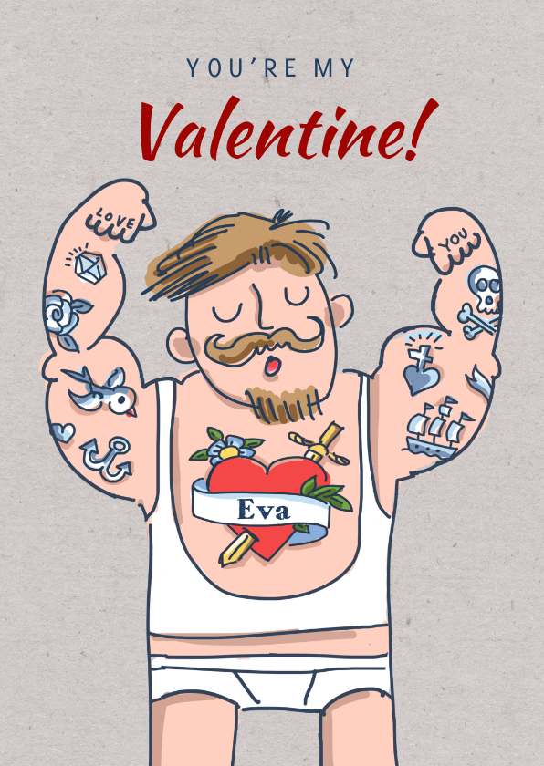 Valentijnskaarten - Valentijnskaart van man met tatoeage met naam