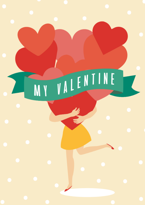 Valentijnskaartje met hartjes en stipjes - Valentijnskaarten Valentijnskaarten - Valentijnskaartje met hartjes en stipjes