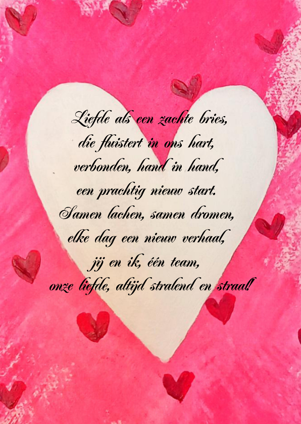 Wenskaart met 1 grote hart omringd met kleine hartjes - Valentijnskaarten Valentijnskaarten - Wenskaart met 1 grote hart omringd met kleine hartjes