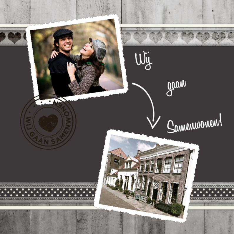 Antraciet Samenwonen - BK - Verhuiskaarten Verhuiskaarten - Antraciet Samenwonen - BK
