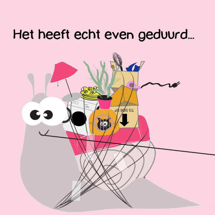 Grappige verhuiskaart lang geduurd - Verhuiskaarten Verhuiskaarten - Grappige verhuiskaart lang geduurd