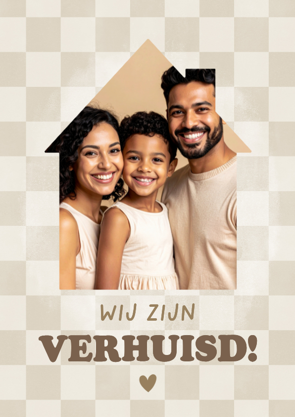 Verhuiskaarten - Hippe verhuiskaart blokjes foto in huisje wij zijn verhuisd