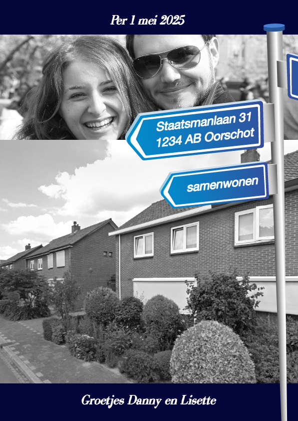 Samenwonen bewegwijzering - BK - Verhuiskaarten Verhuiskaarten - Samenwonen bewegwijzering - BK