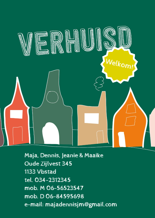 Verhuisd illustratie huizen - Verhuiskaarten Verhuiskaarten - Verhuisd illustratie huizen