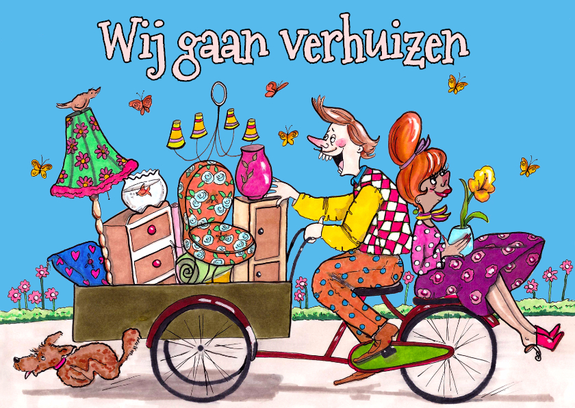 Verhuiskaart bakfiets - Verhuiskaarten Verhuiskaarten - Verhuiskaart bakfiets