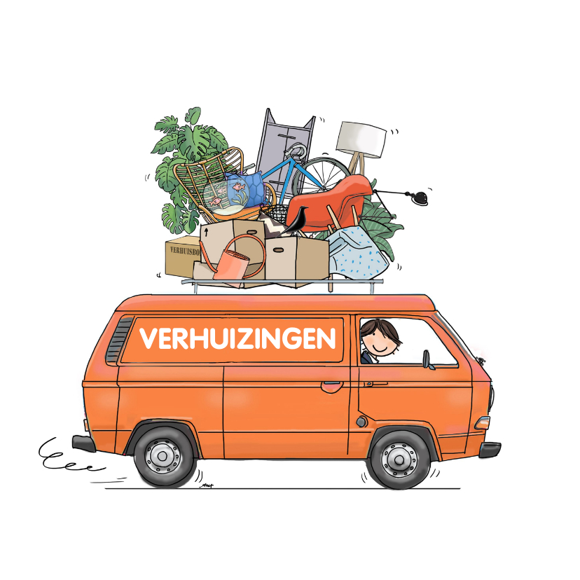 Verhuiskaarten - Verhuiskaart bus oranje