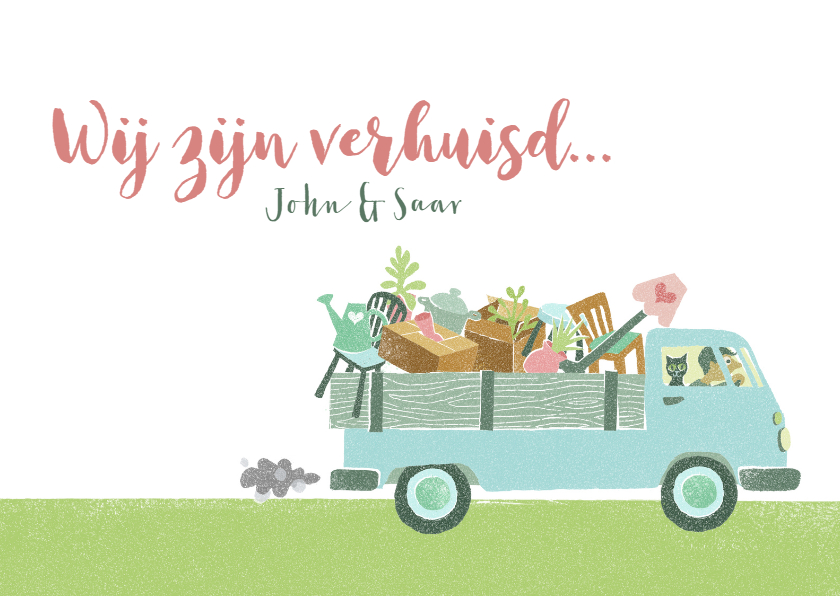 Verhuiskaarten - Verhuiskaart busje samenwonen