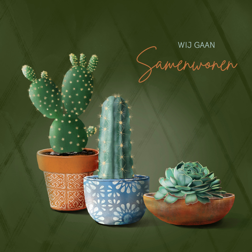 Verhuiskaarten - Verhuiskaart cactussen en succulent samenwonen