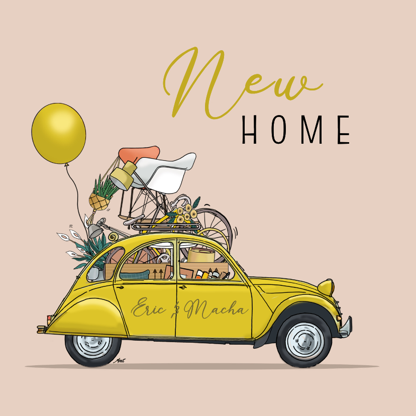 Verhuiskaart CV geel - Verhuiskaarten Verhuiskaarten - Verhuiskaart CV geel