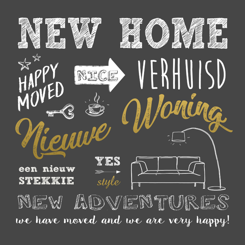 Verhuiskaart handlettering - Verhuiskaarten Verhuiskaarten - Verhuiskaart handlettering